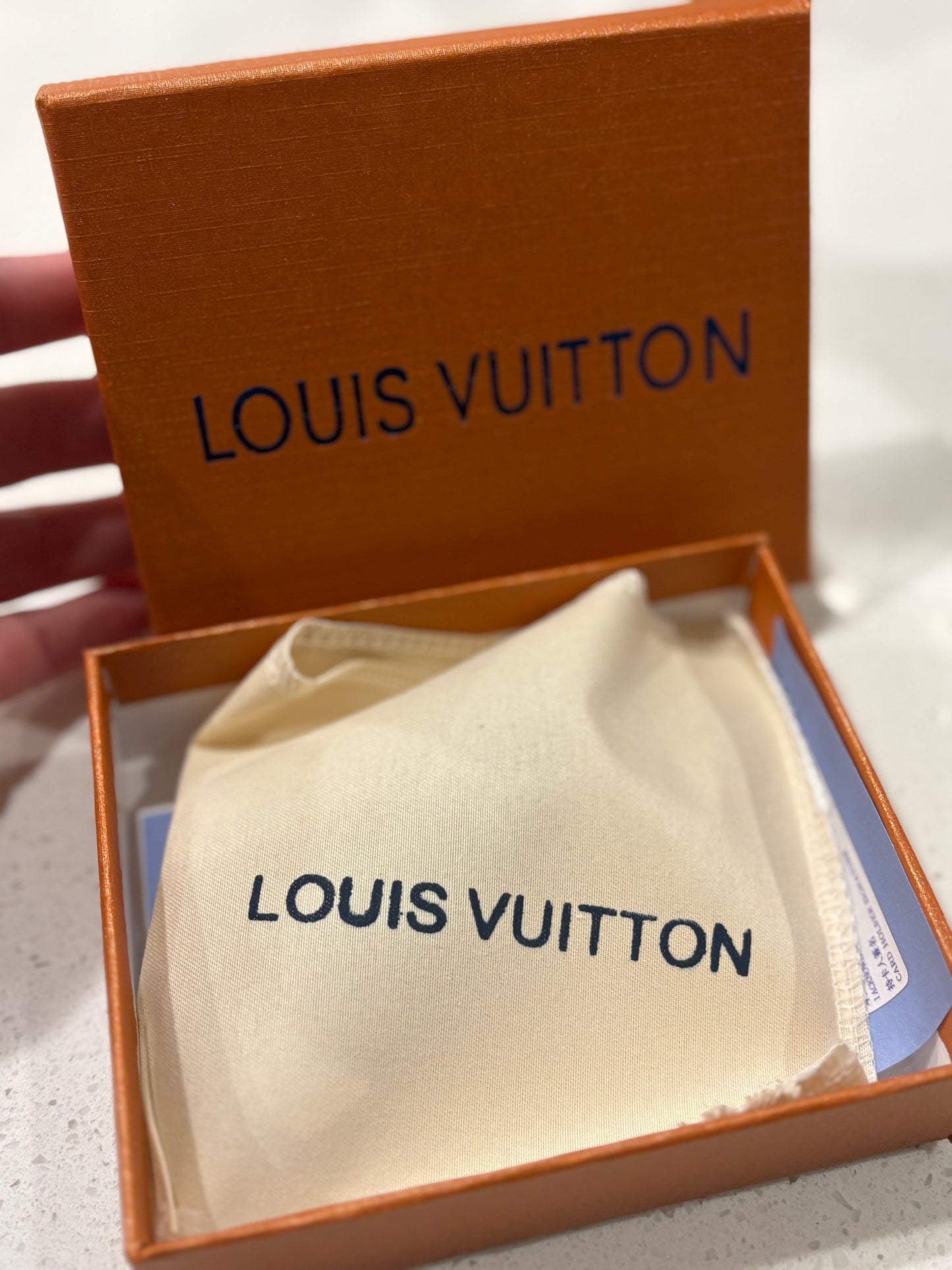 Tan Monogram Keychain with Box & Dust Cover